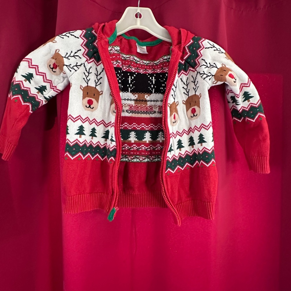 Festive Red Reindeer Kids Sweater